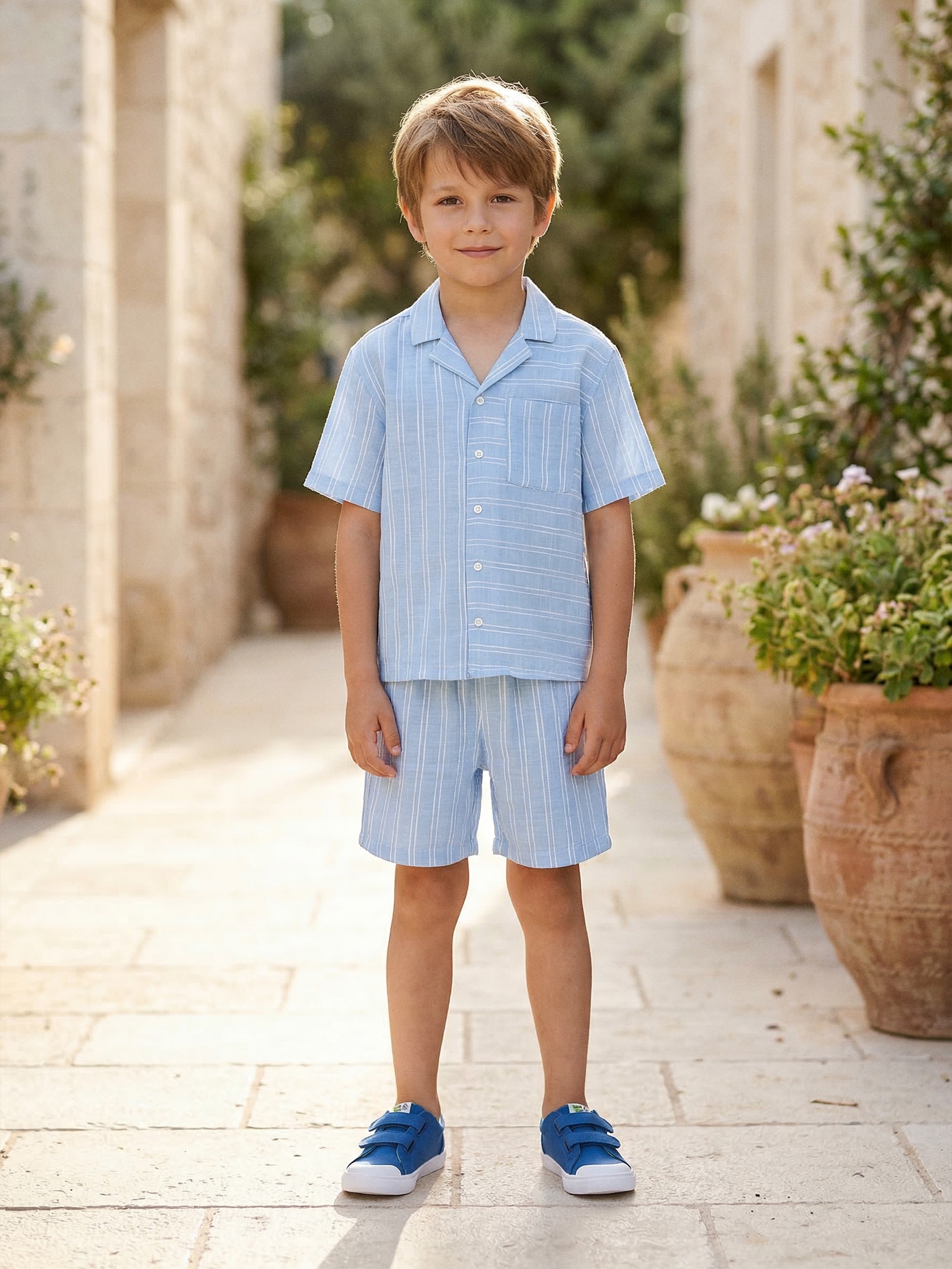 Bawełniany komplet: koszula i szorty