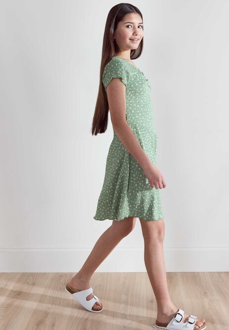 Older Girls Mint Floral Corset Dress
