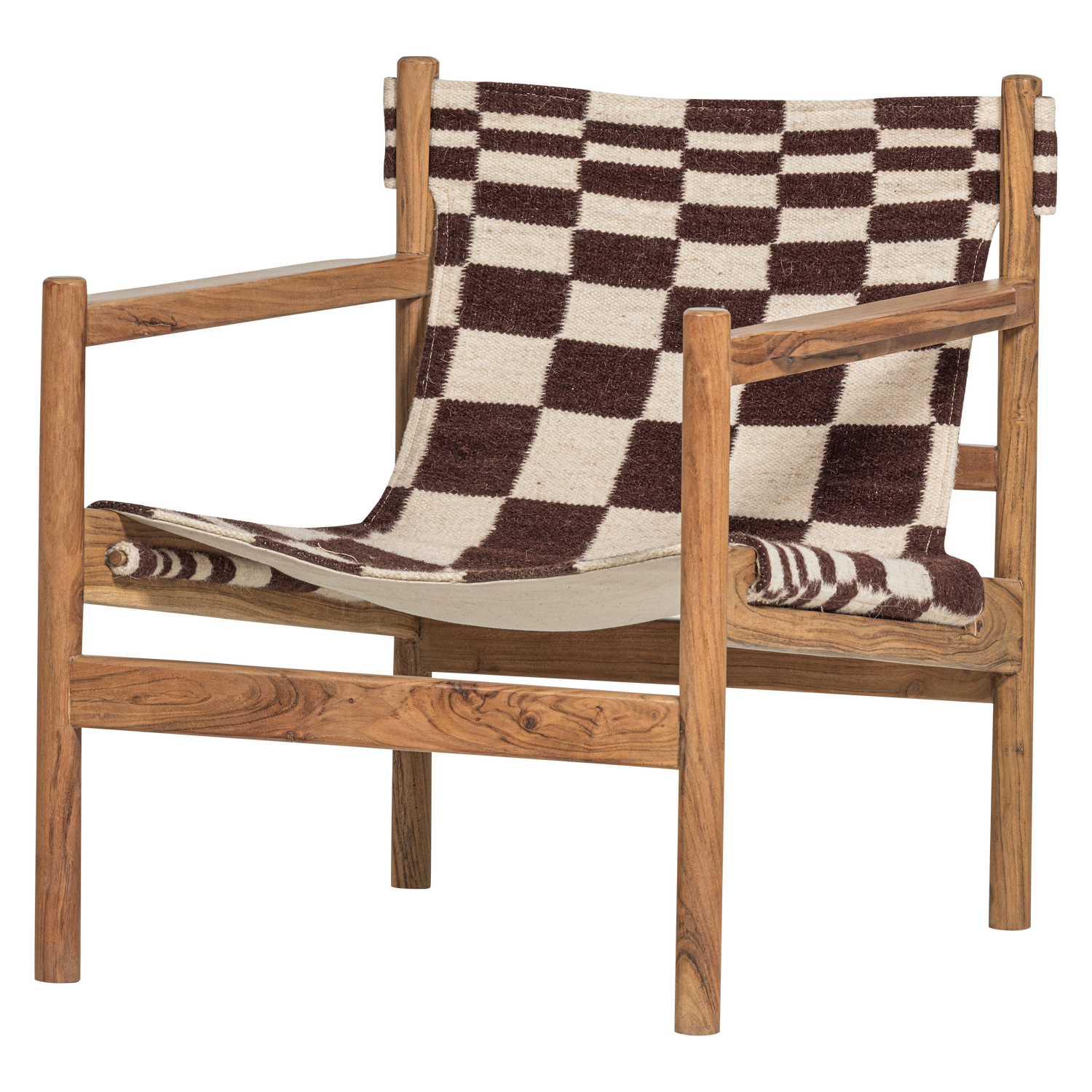 WOOOD Zano Fauteuil Met Houten Frame - Hout - Naturel Bruin - 76x73x67