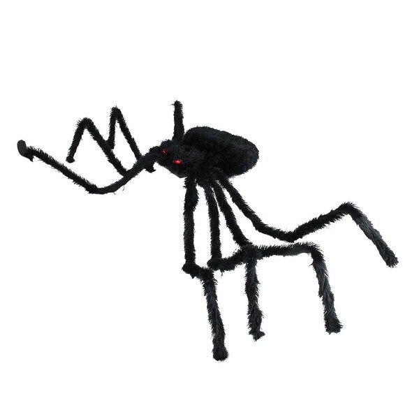 44" Pre-Lit Black Spider with Red Eyes Halloween Decoration