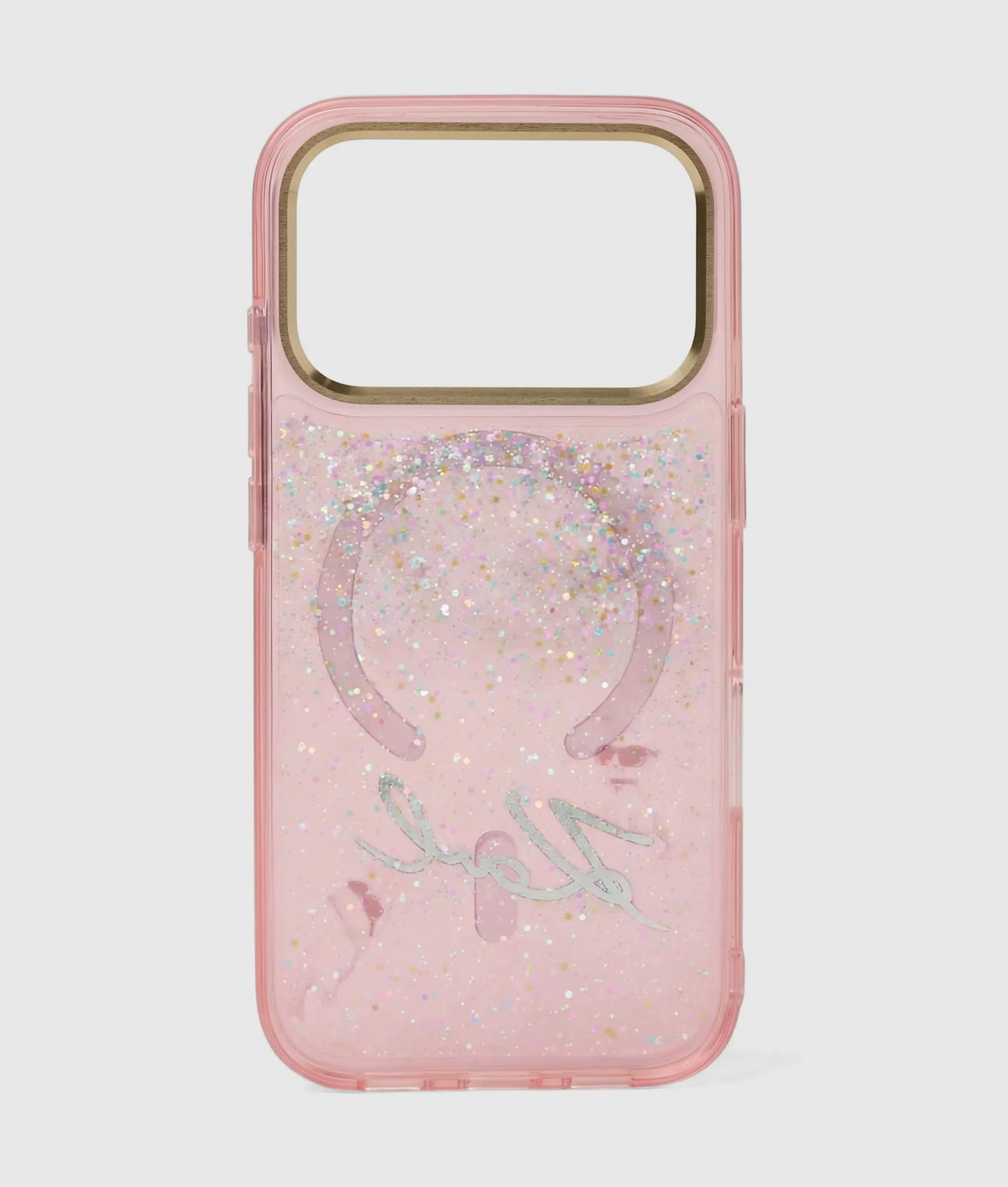 Coque pour iPhone 17 Pro Ikon Choupette à paillettes roses