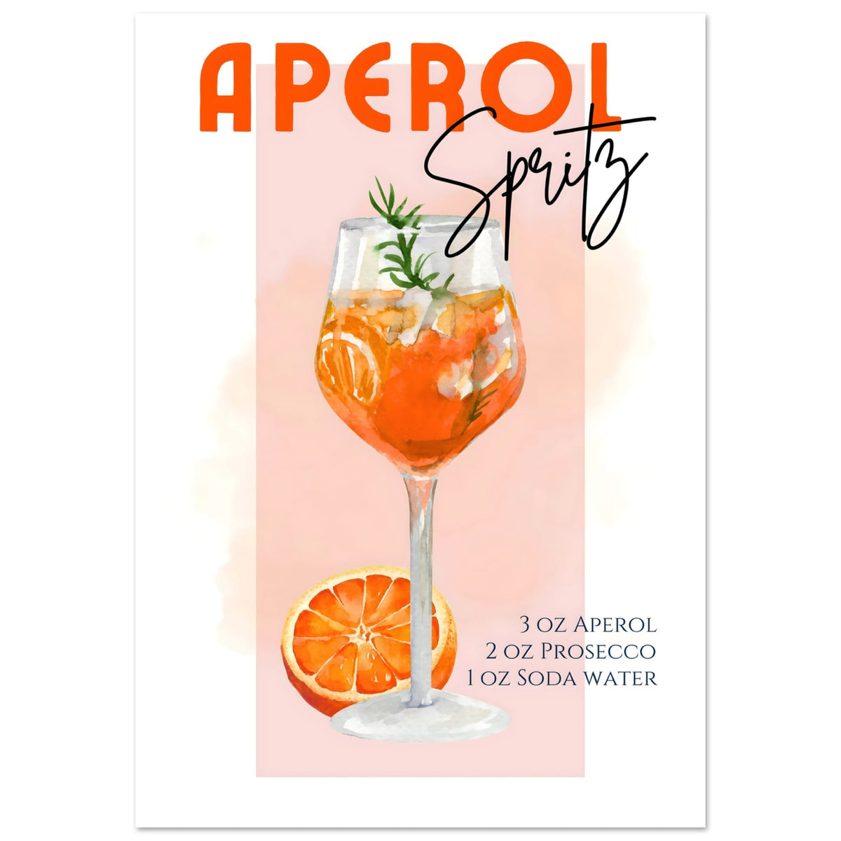 Artfulprints Poster Aperol Spritz - Pink  - 70x100 cm - Roze