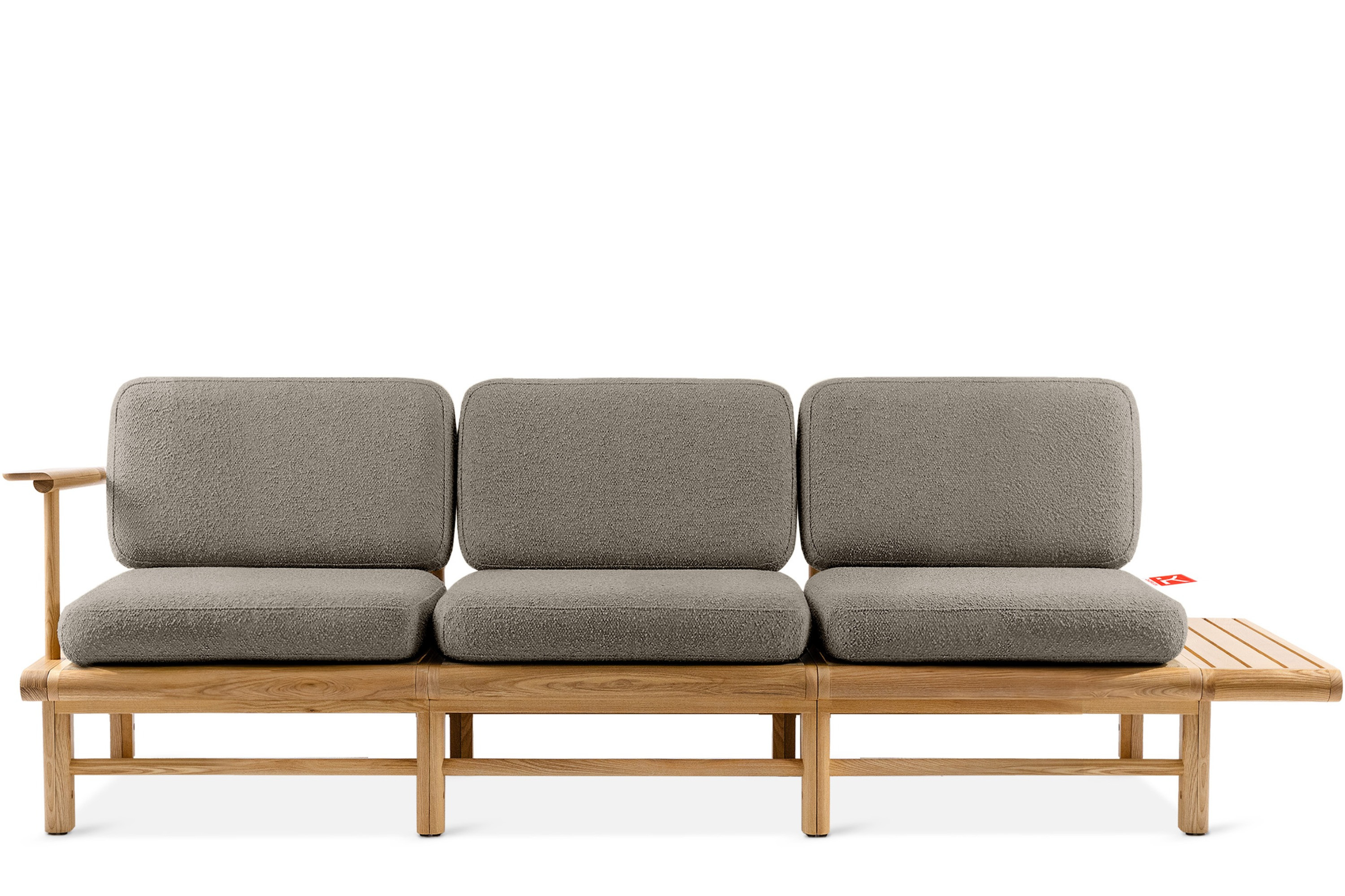 KONSIMO ATREDA Sofa ogrodowa 3-osobowa, z boczną półką, szara, boho