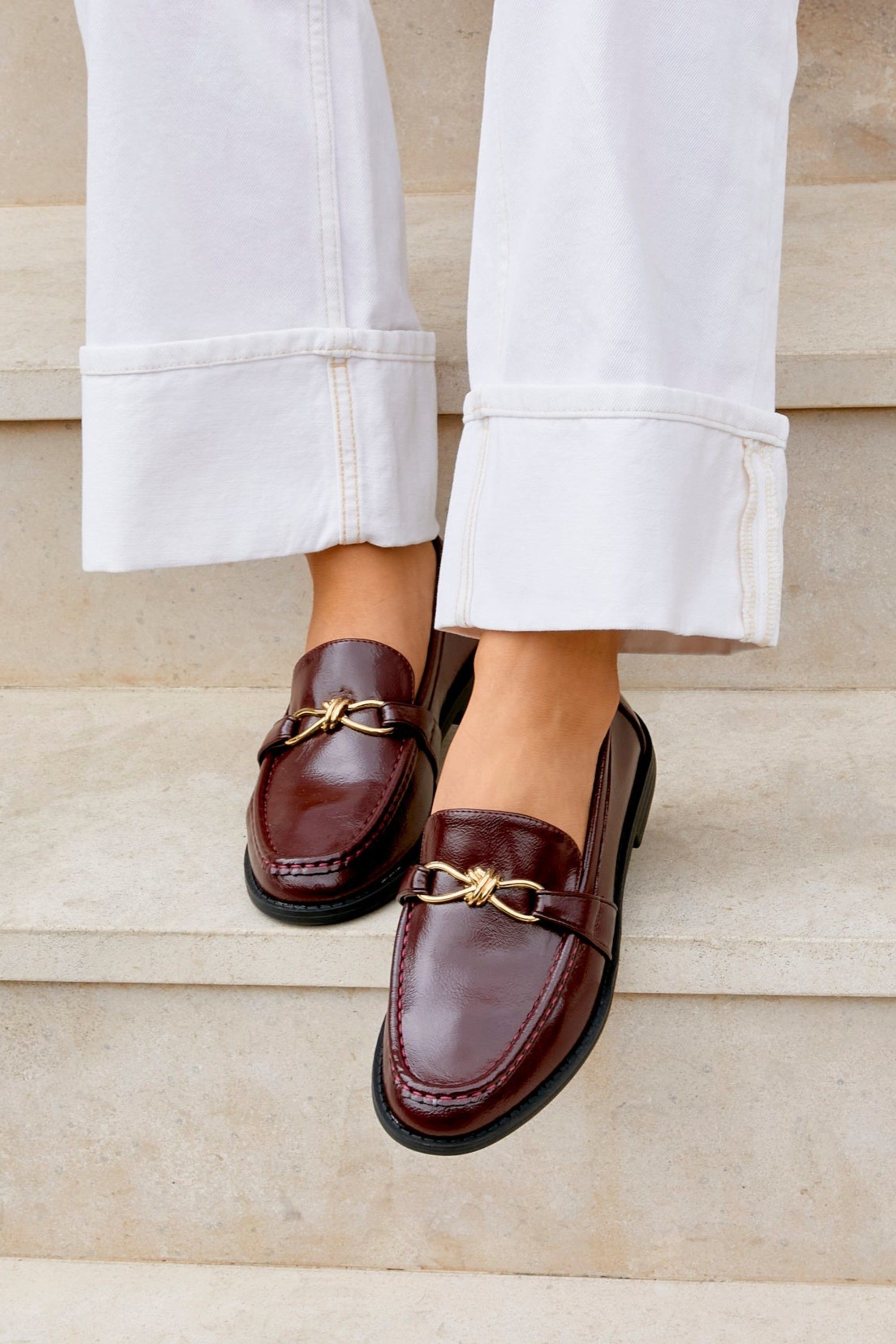 Linzi Affluent Burgundy Faux Leather Loafers