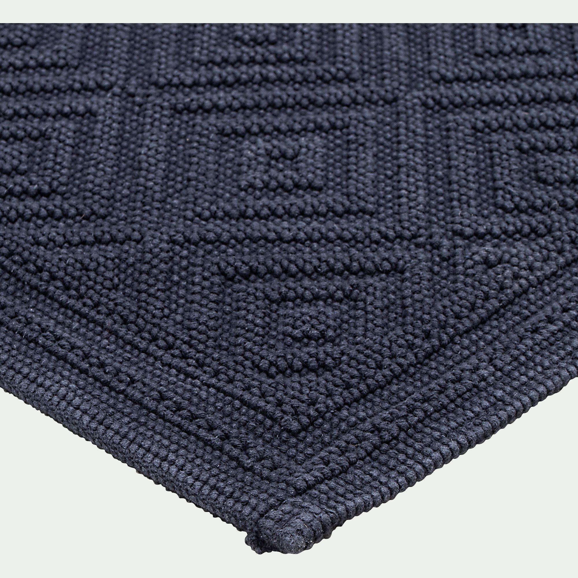 SADOU - Tapis de bain en coton jacquard - l60xL100cm bleu calabrun