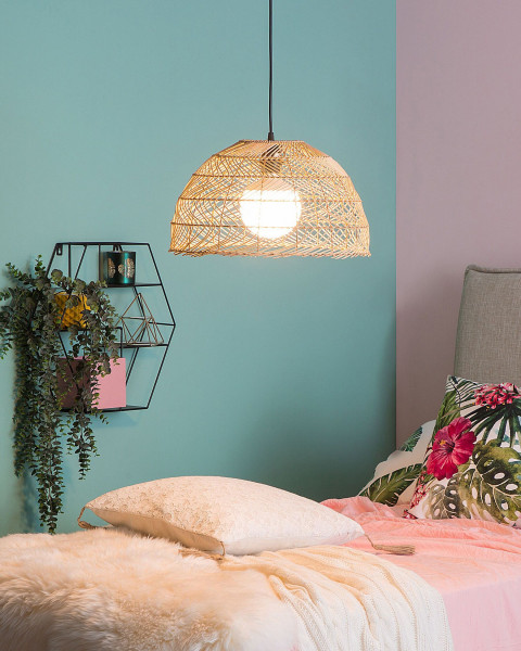 Lampa wisząca rattanowa ażurowa brązowa