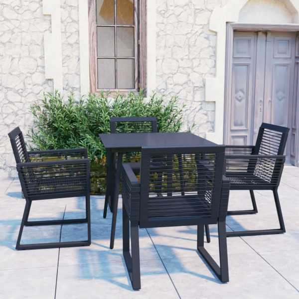 Zestaw mebli ogrodowych Czarny 80 cm table length PVC vidaXL