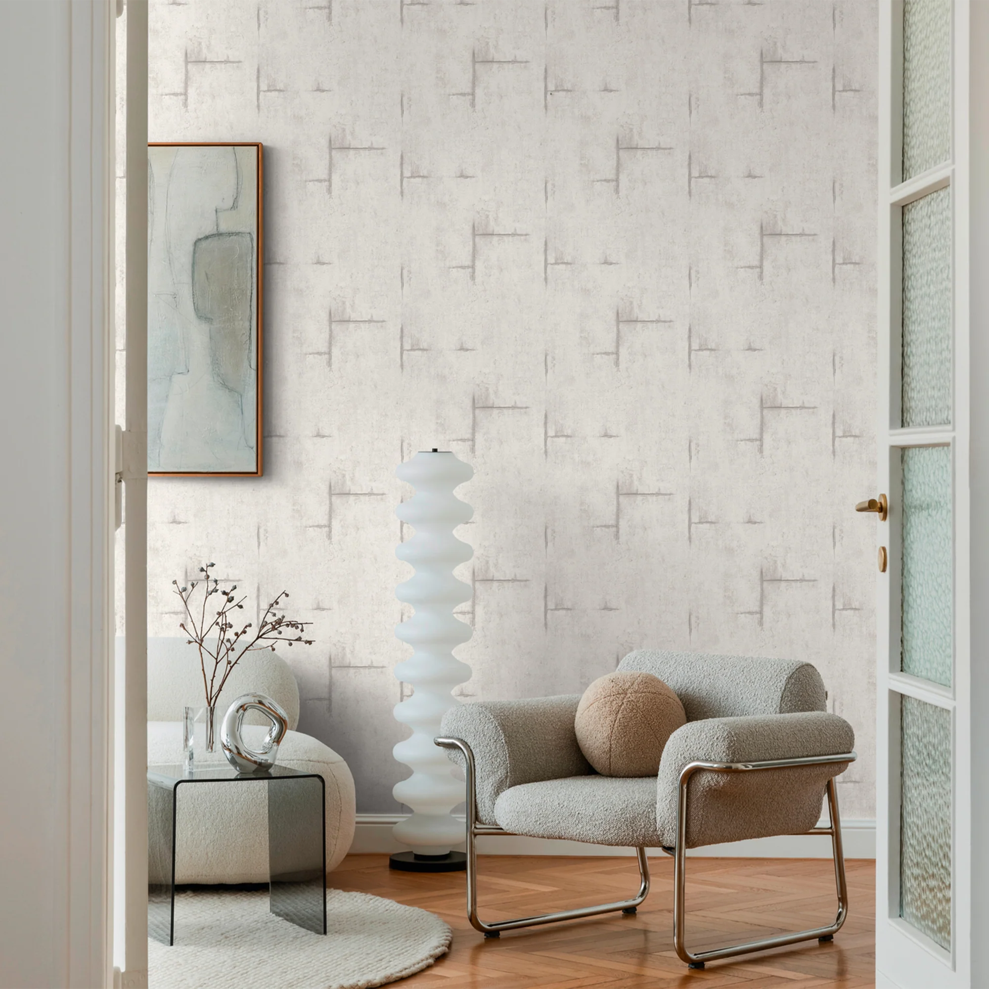 CosmoLiving Papier peint intissé GRAPHITE GROOVE blanc grisé