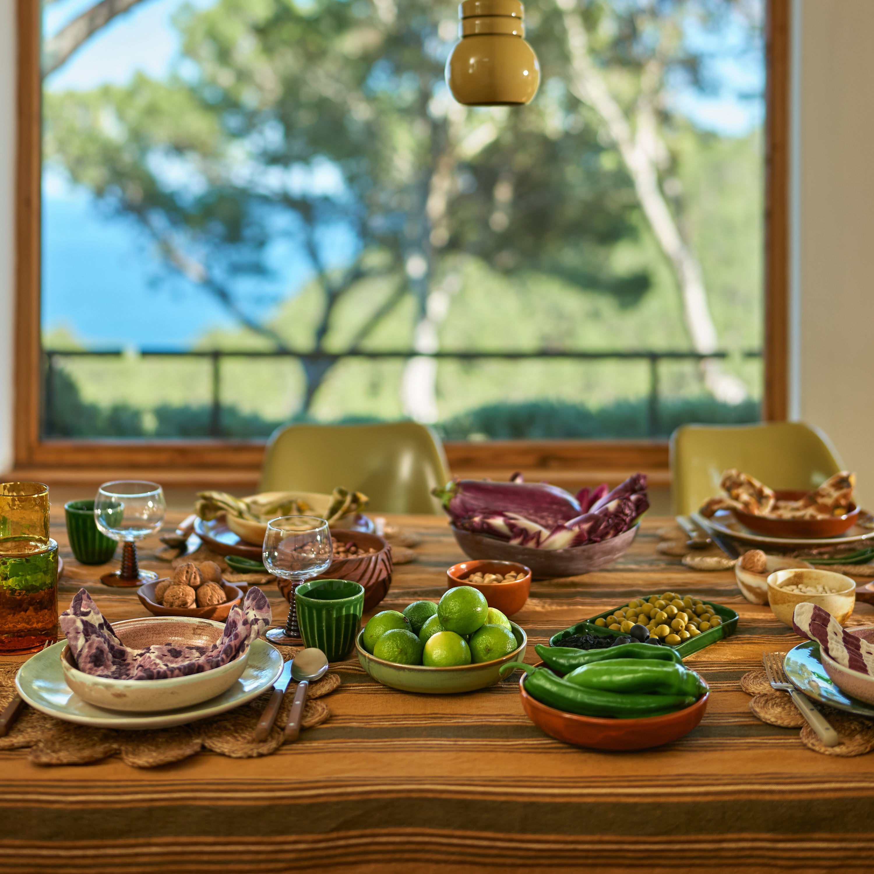 HKliving 70's Ceramics Dinerbord Ø 27,5 cm - Set van 2 - Palms