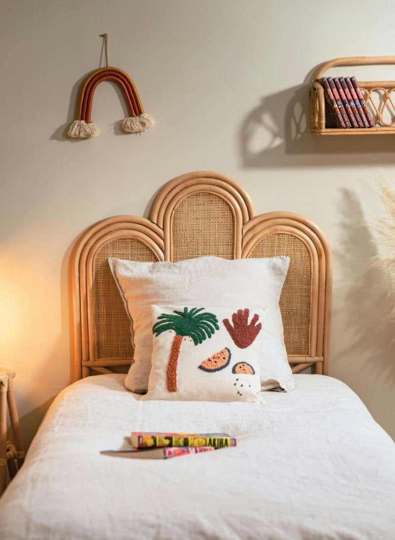 GILI - Tête de lit 1 personne rotin et cannage- 90CM