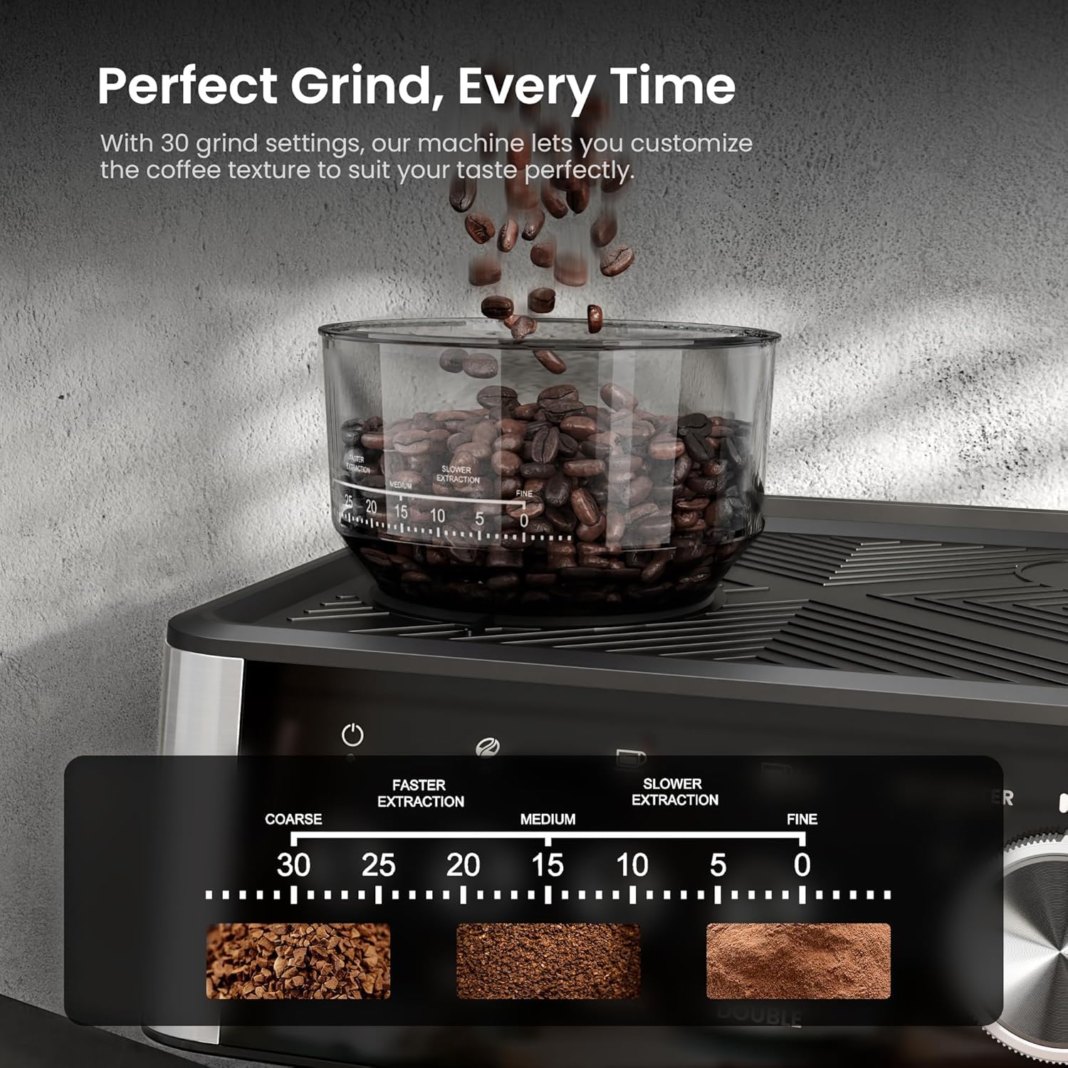 Kismile 15 Bar Espresso Machines with Grinder, Professional Espresso Maker with Removable Water Tank, Milk Frother Steam Wand for Latte&Cappuccino,Hot Water Function for Home