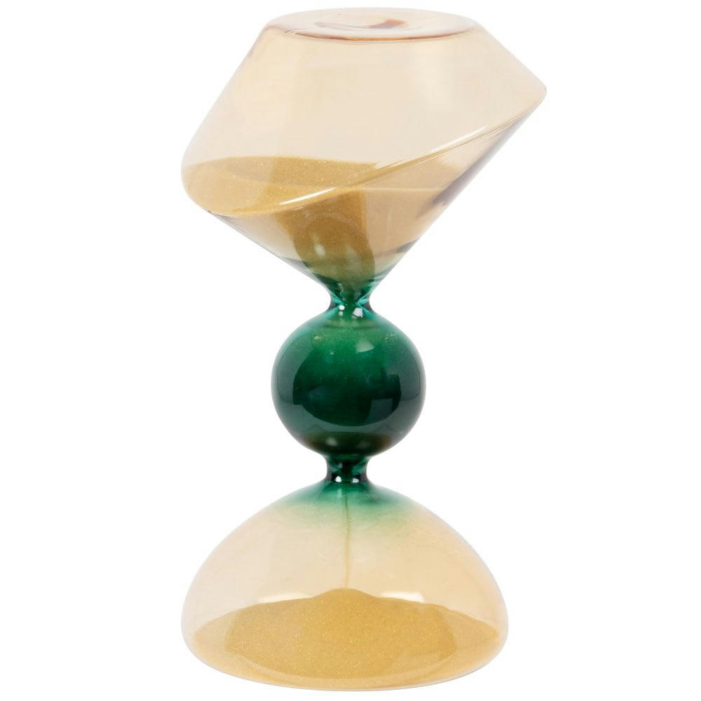 - Sablier en verre beige et vert