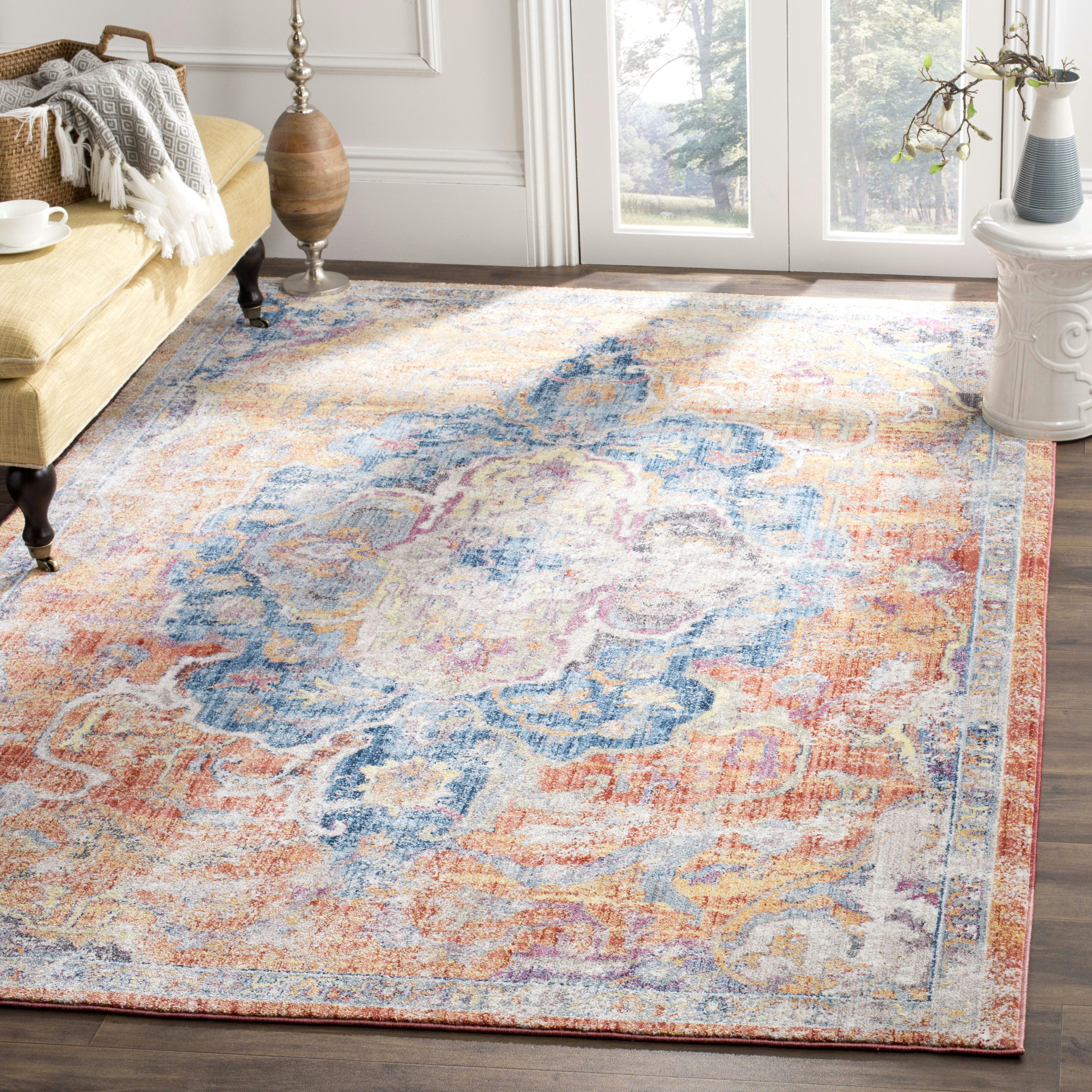 BRISTOL - Tapis de salon interieur en bleu & orange, 122 x 183 cm