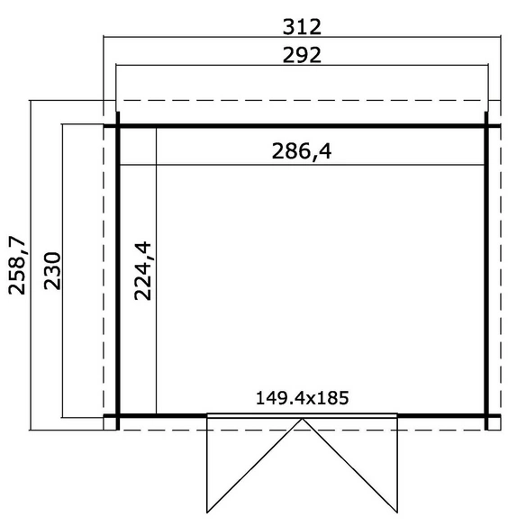 Gartenhaus »Atlanta«, BxHxT: 312 x 211 x 258,7 cm (Außenmaß inkl. Dachüberstand), grüngrau