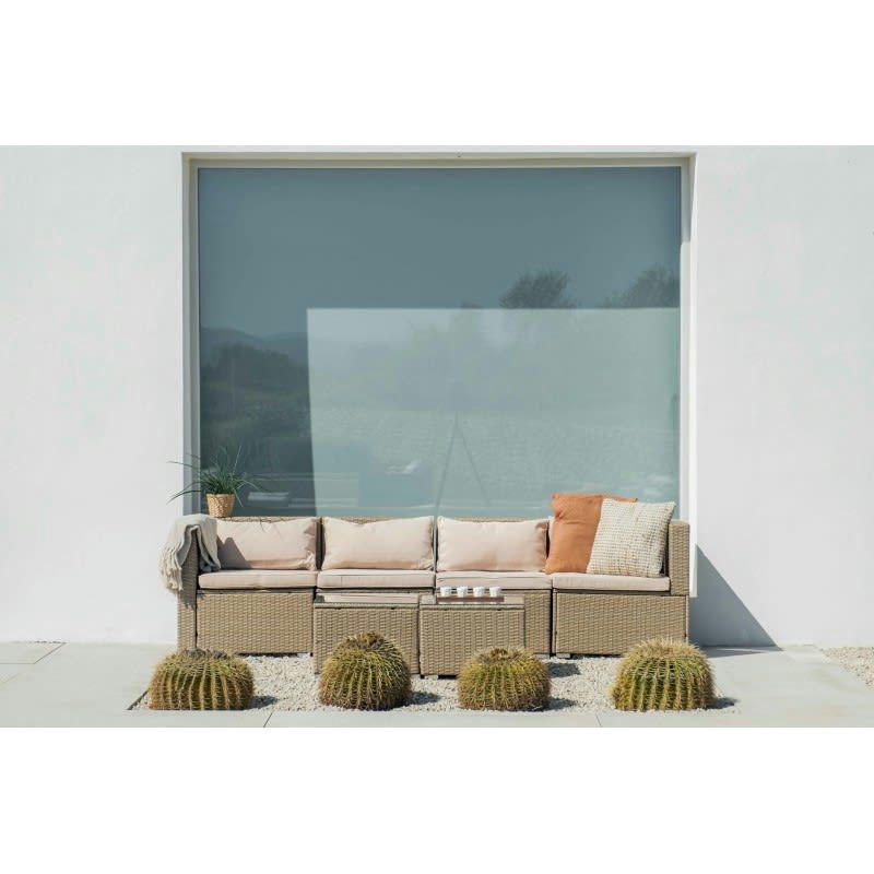 BAHAMAS - Salon de jardin Canapé avec table double 4 Places Beige KieferGarden