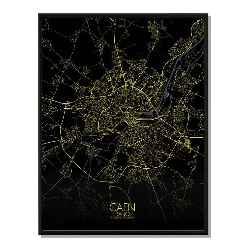 - Affiche Caen Carte Nuit 40x50