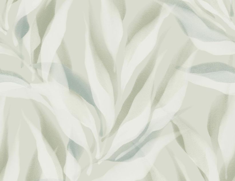 Vliestapete Blätter Aquarell Grün, Creme