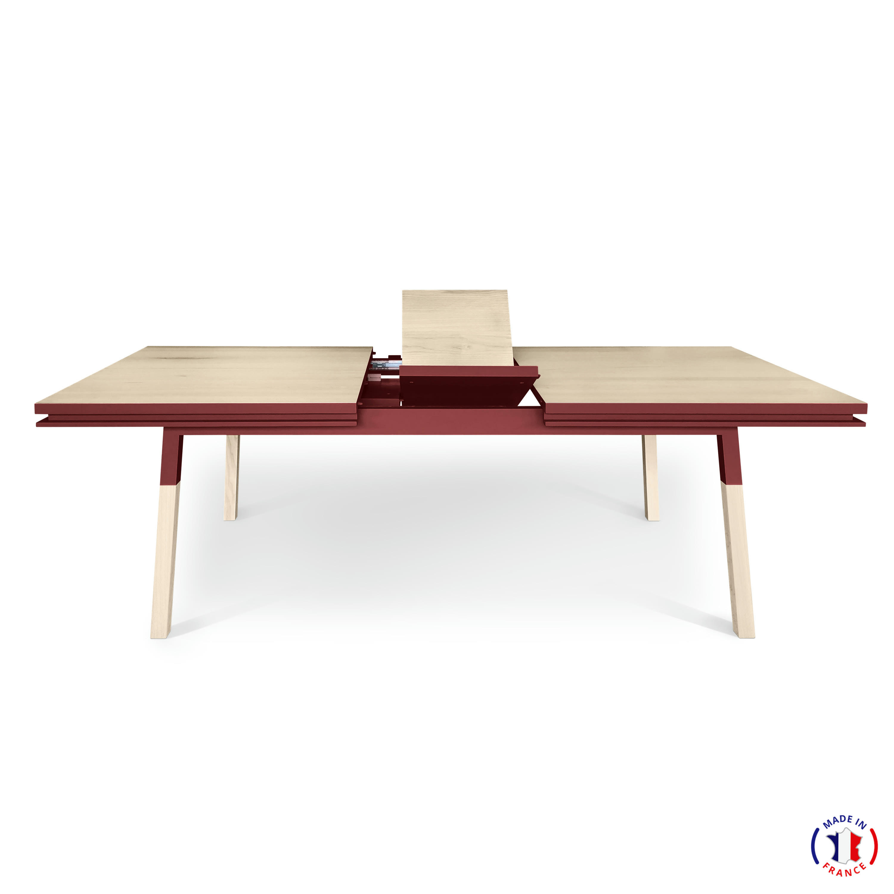 EGEE - Table 180x100 cm en frêne massif, 2 rallonges gris chocolat tanis