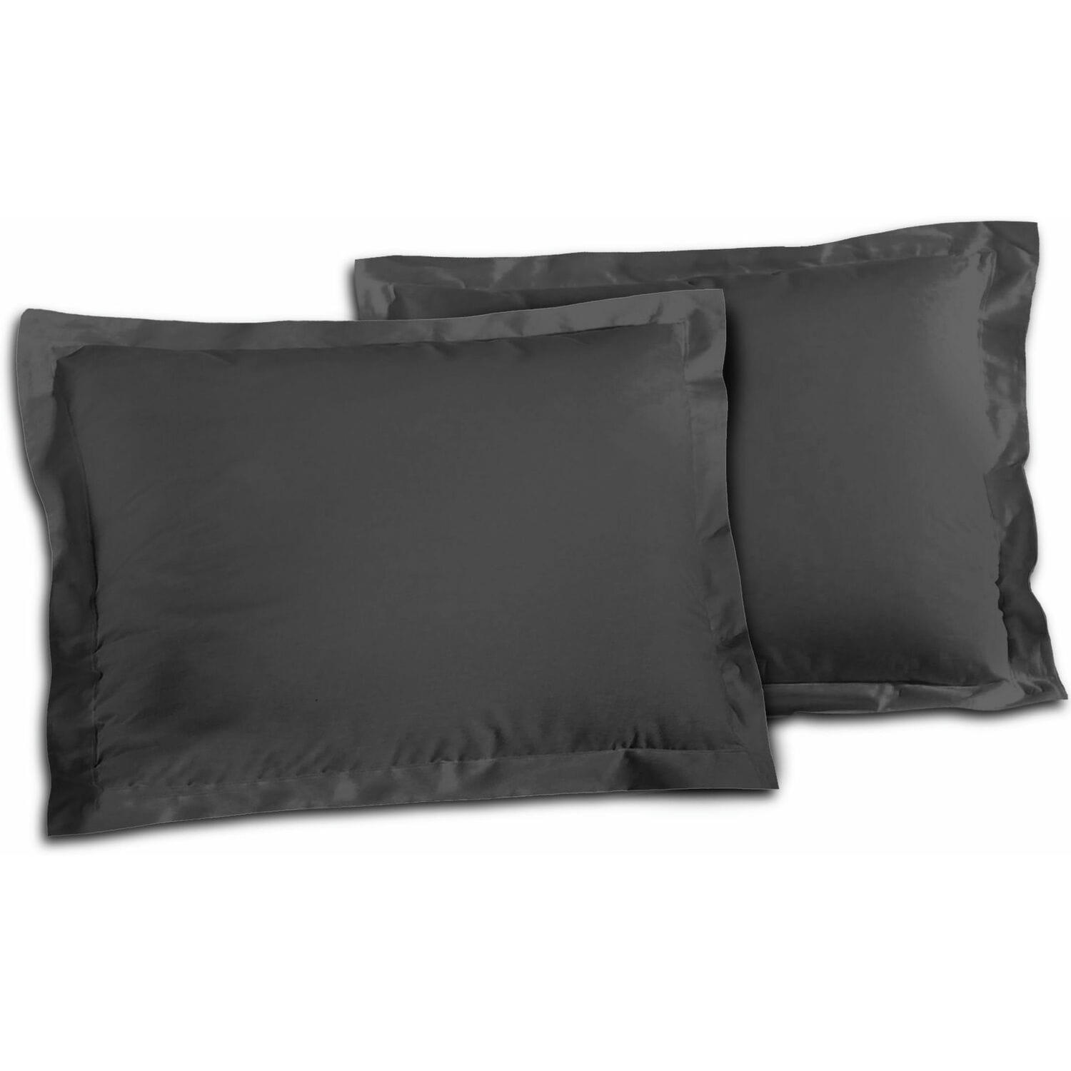 UNI - Taies d'oreiller en coton gris 50x70