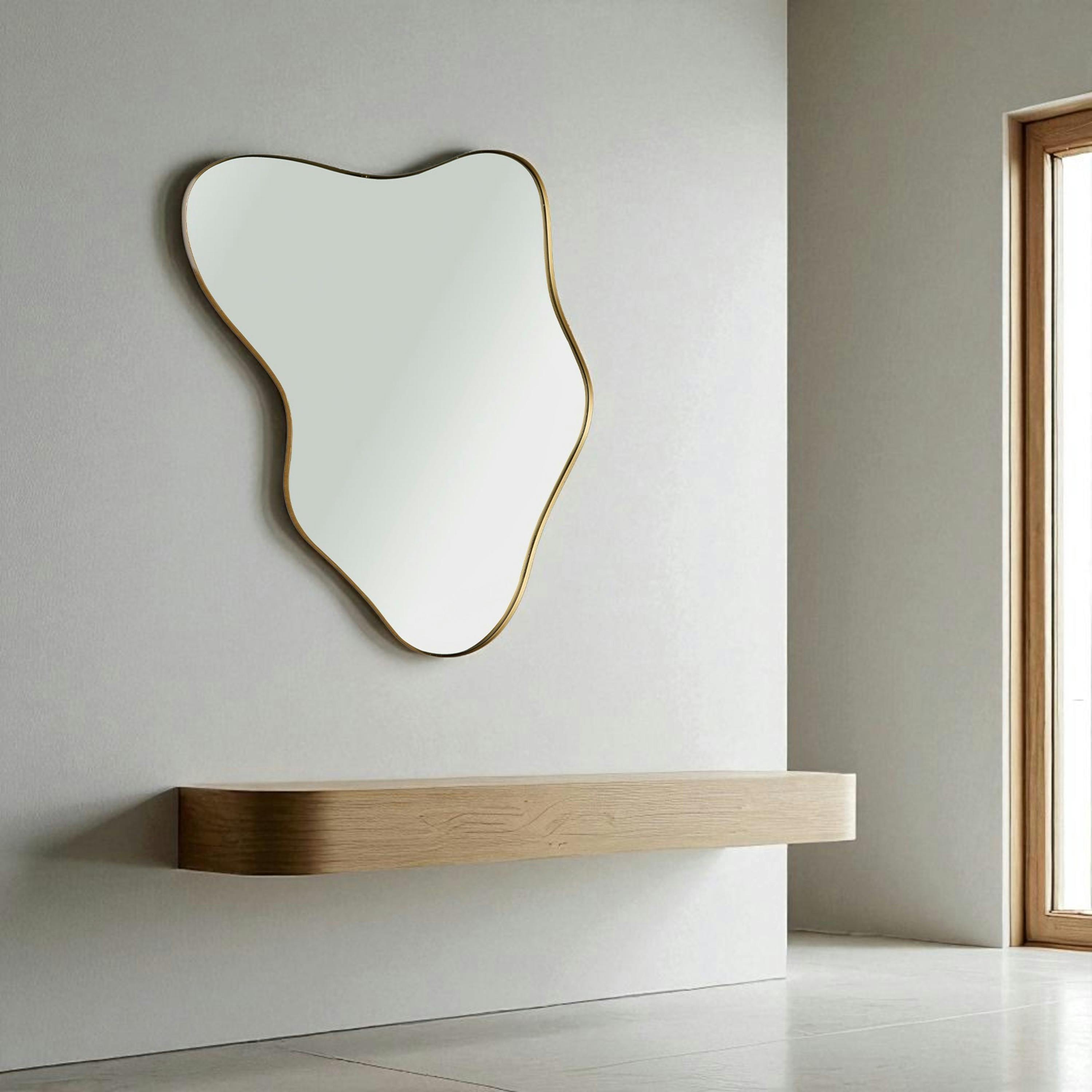 Miroir design organique - bords dorés BRIG