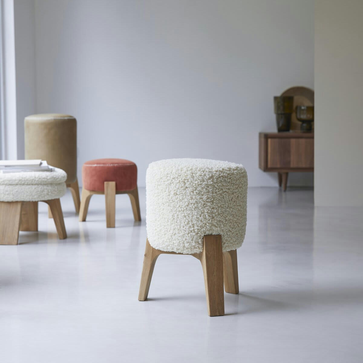 DRUM - Pouf M Himalaya en chêne massif