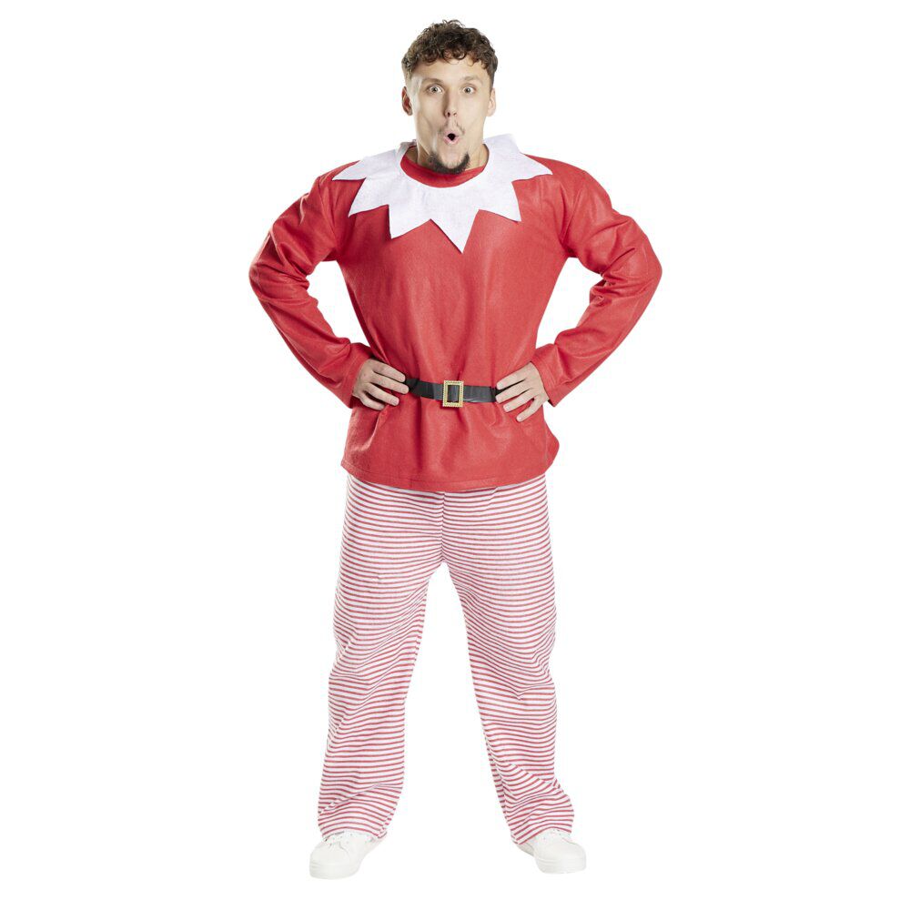 Déguisement No&euml;l adulte lutin rouge et blanc S/M ou L/XL