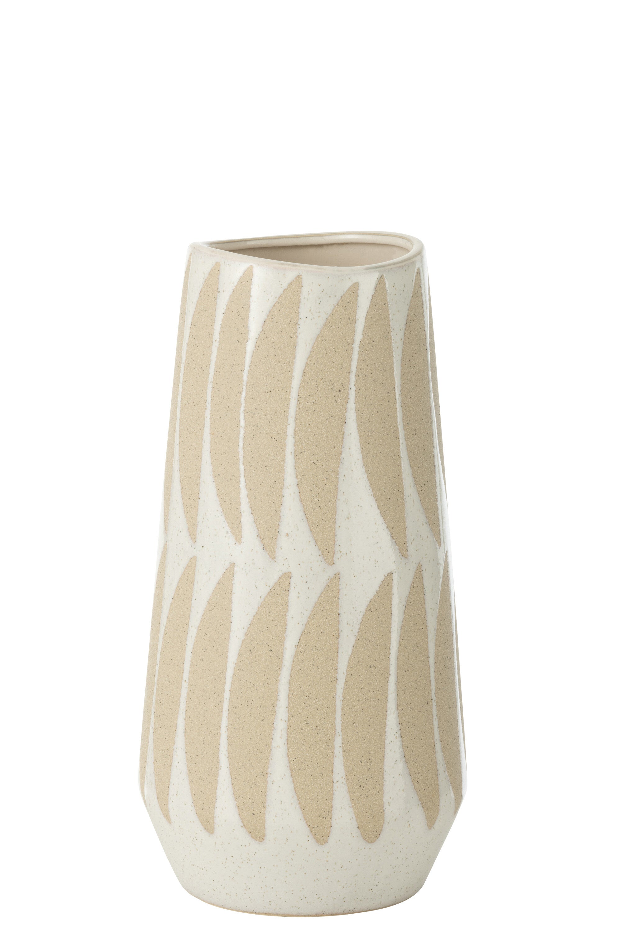 J-Line vaas Kai - keramiek - beige/wit - small - 32 cm hoog