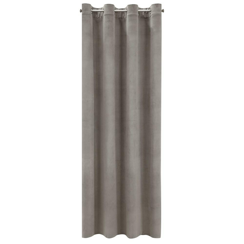 Zasłona 140x250 Milo popielata welurowa gotowa na przelotkach