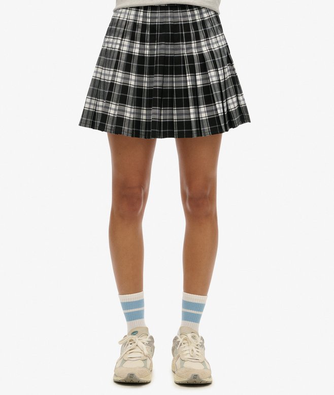 Check Pleated Mini Skirt