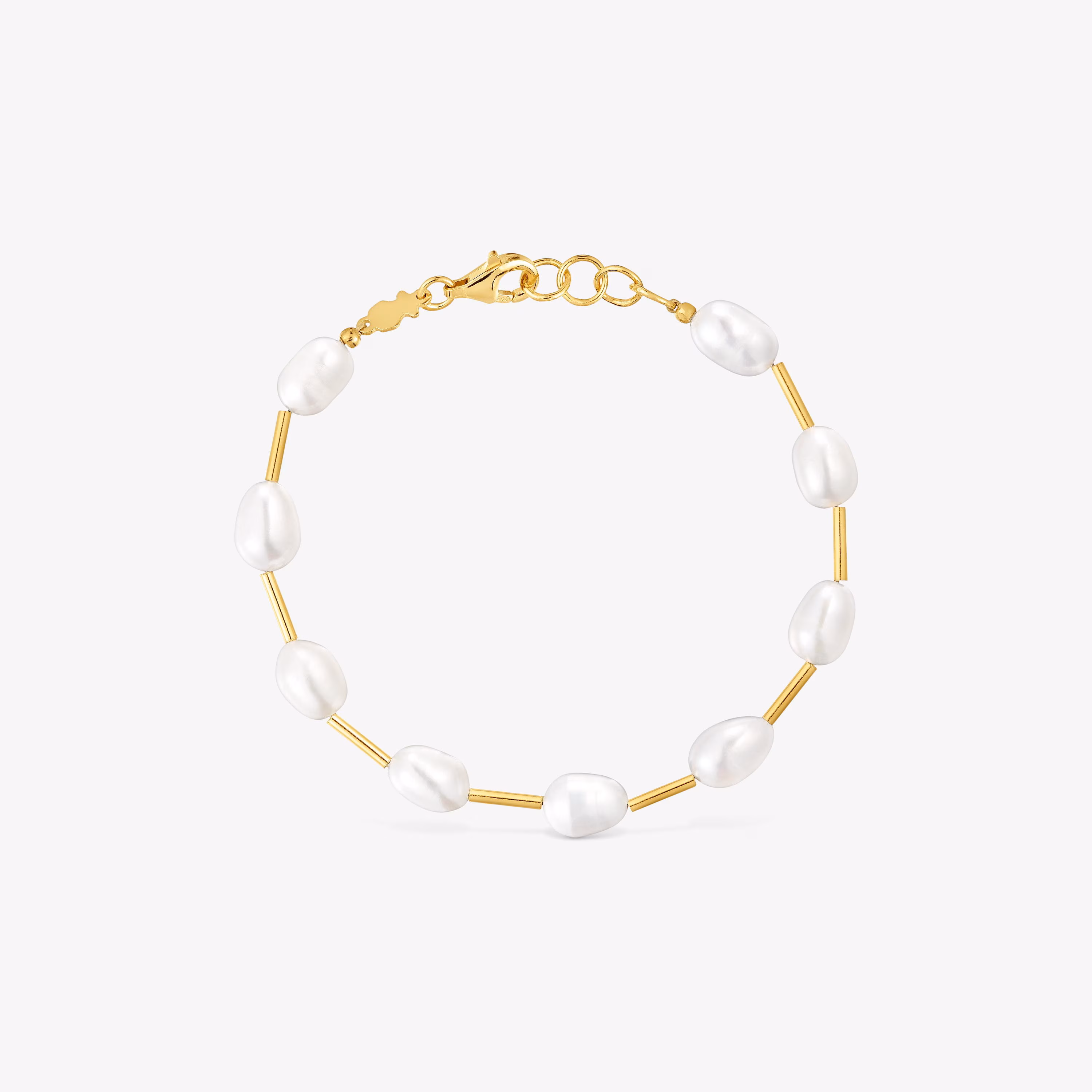 Pulsera tubo con baño de oro de 18 kt sobre plata y perlas cultivadas Gloss