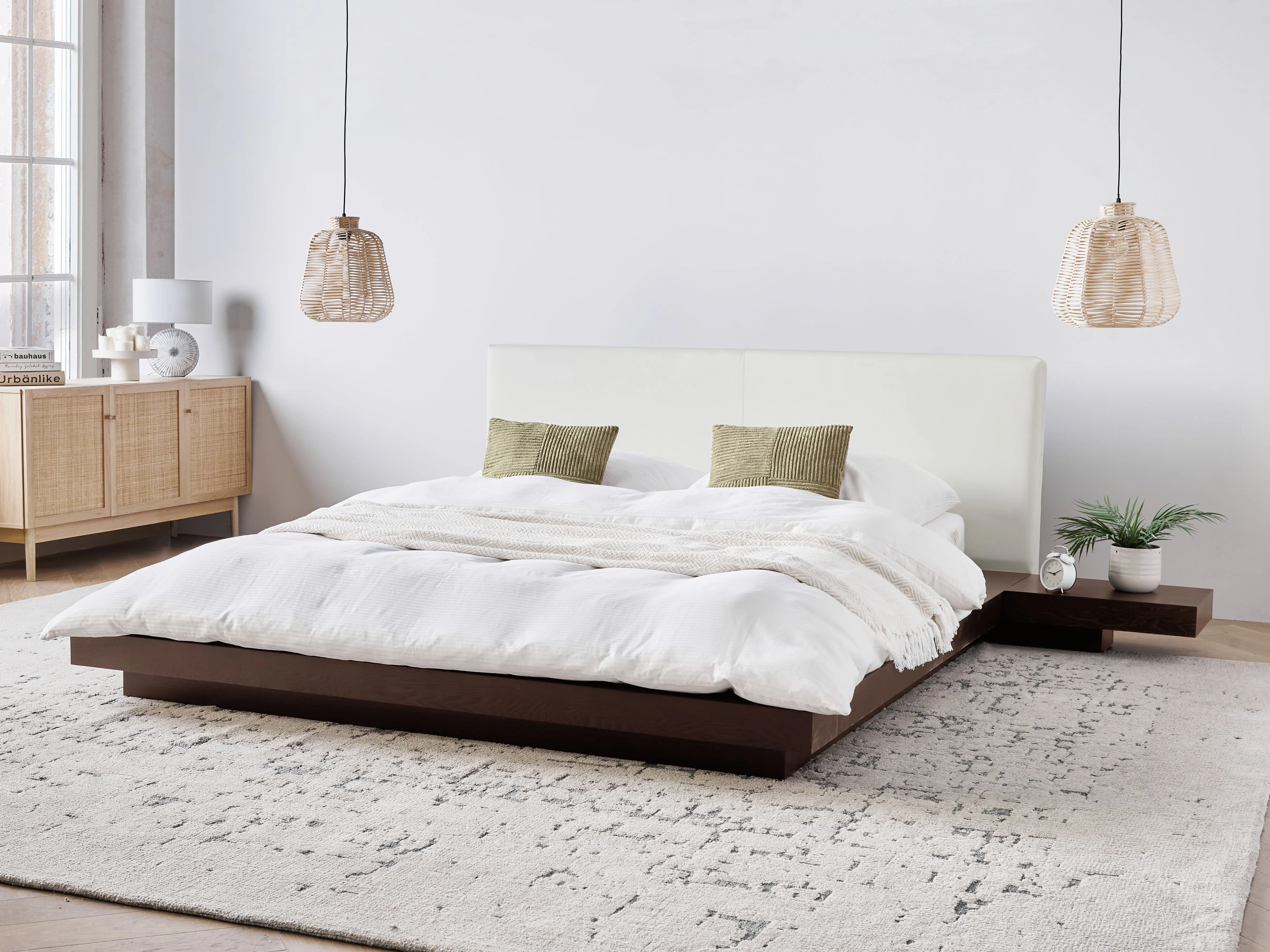 Bed ZEN 160 x 200 cm (EU King Size) Dark Ash Wood