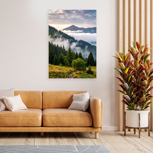 Obraz do salonu, Pejzaż górski Las Drzewa 20x30