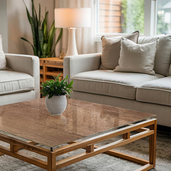 Dessus de table en verre trempé Wallfluent 50x50 cm Motif naturel du bois