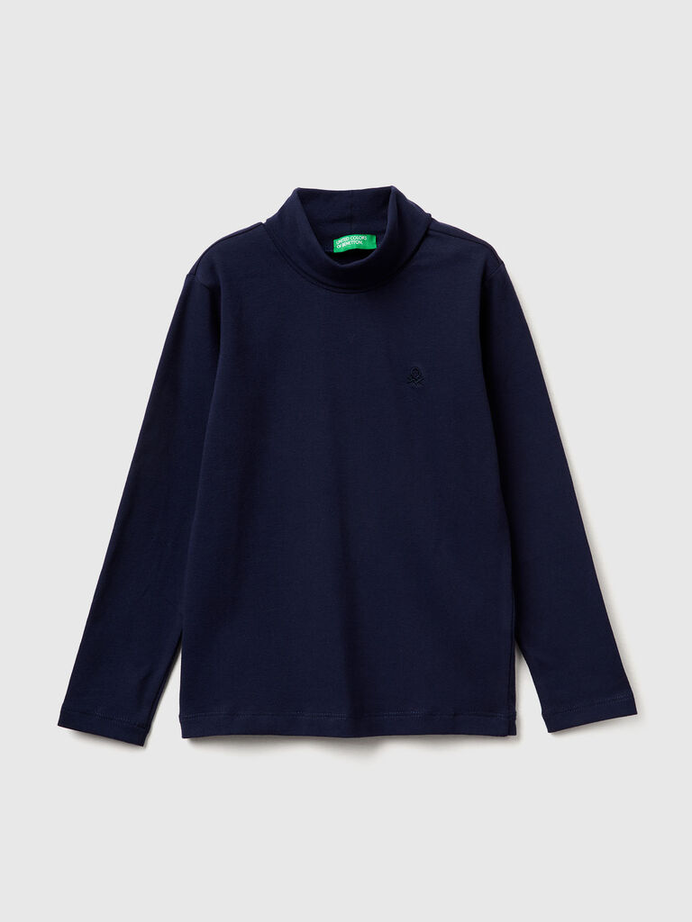 Turtleneck t-shirt in warm stretch cotton