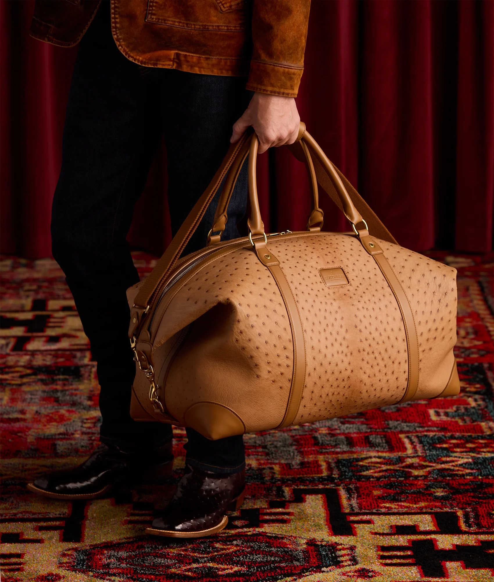 Ostrich Duffle - Large - Cognac