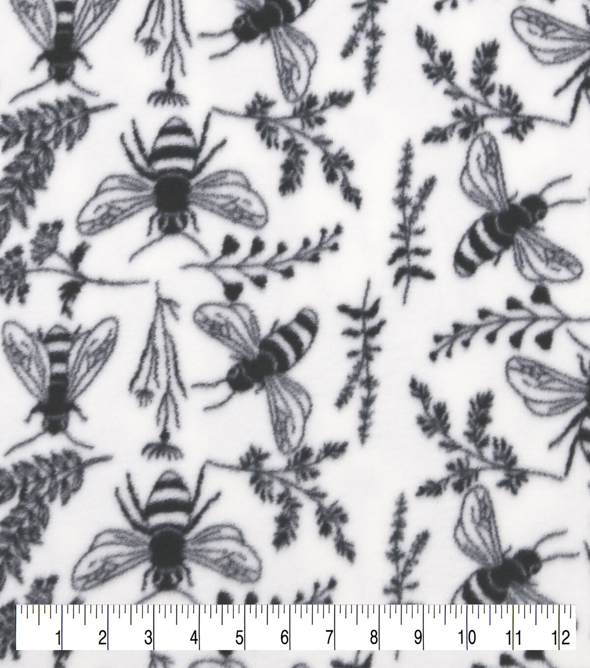 Bees on White Anti Pill Fleece Fabric