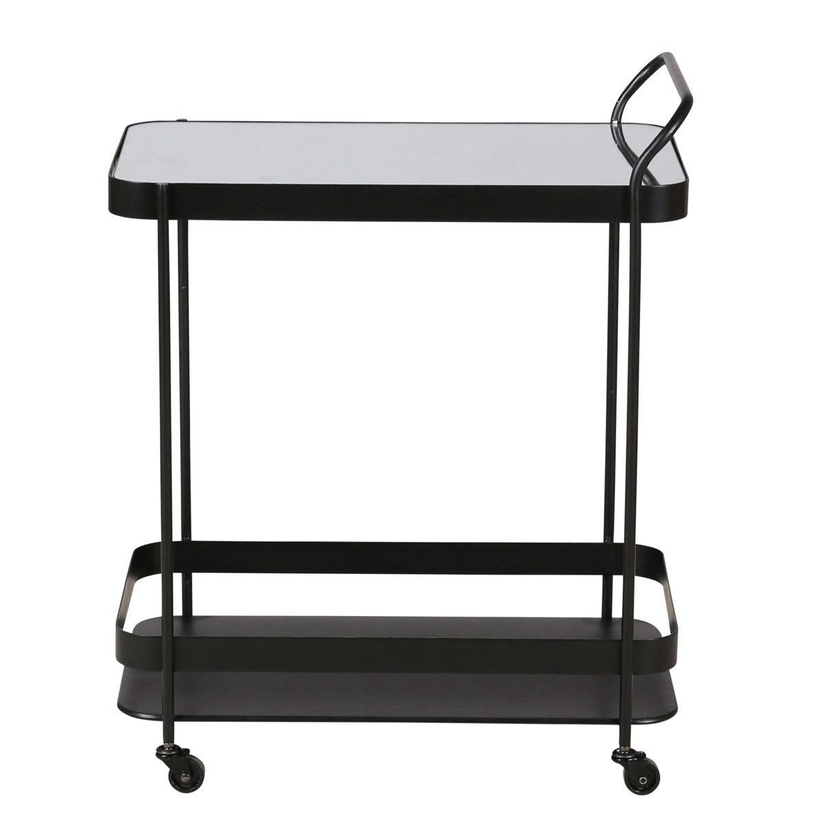 JOYA - Desserte en métal noir avec plateau verre