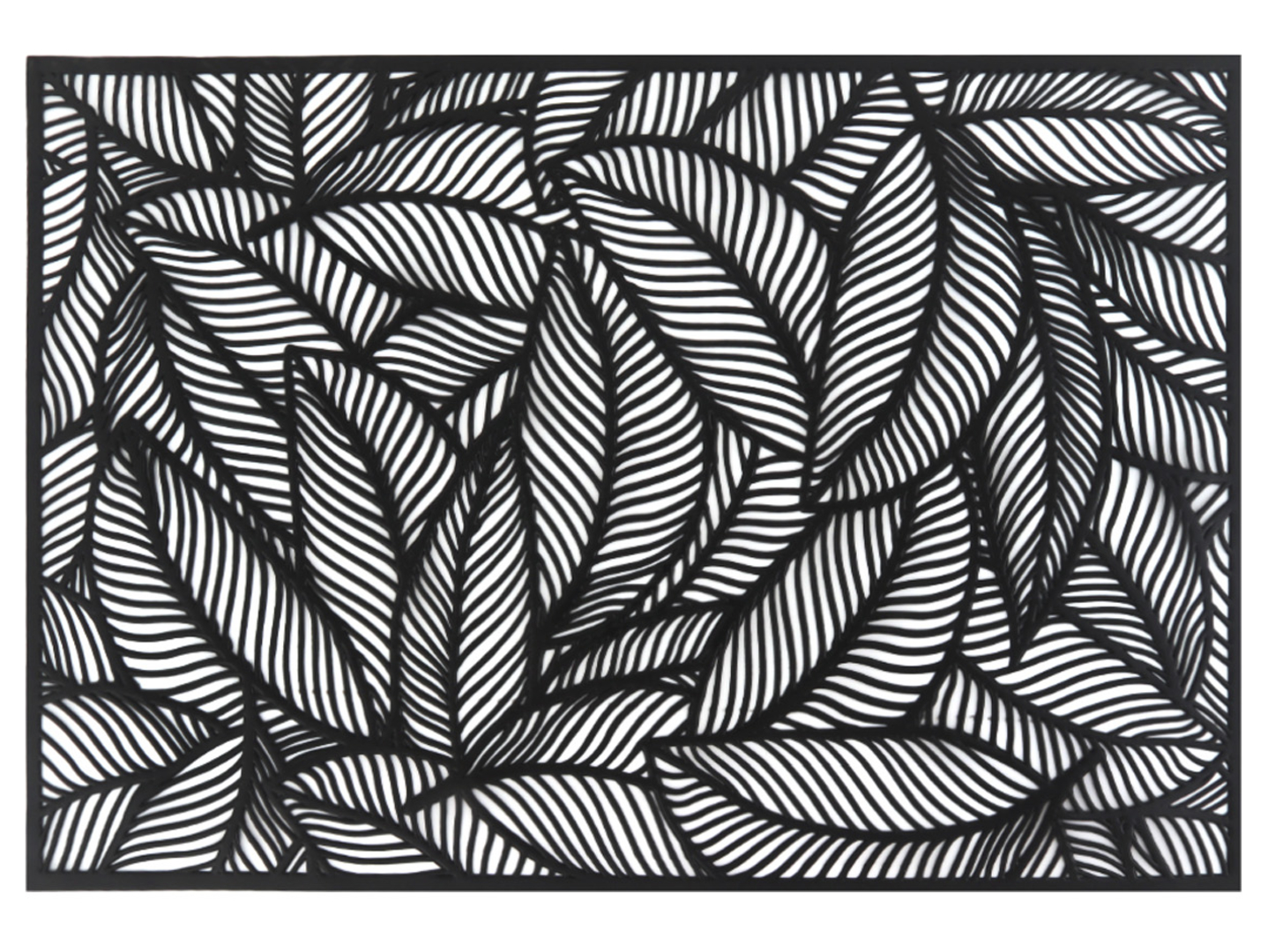 Mata dekoracyjna pvc Liście 45x30 cm czarna