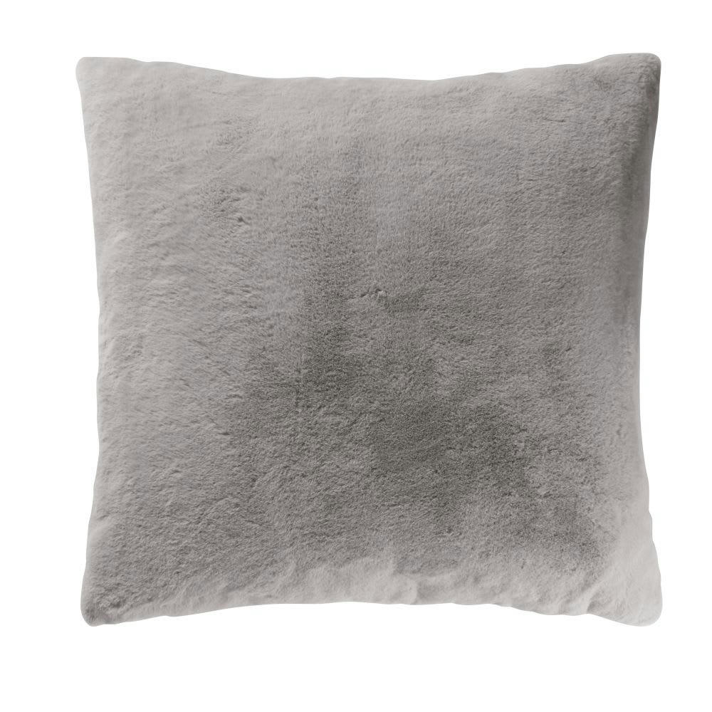 SOHO - Coussin imitation fourrure grise 60x60