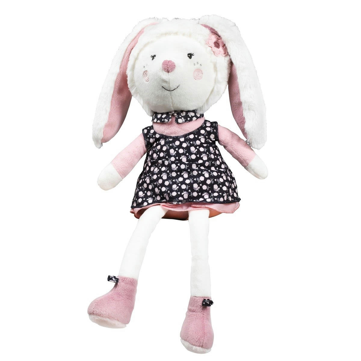MISS FLEUR DE LUNE - Doudou lapin grand modèle en velours blanc