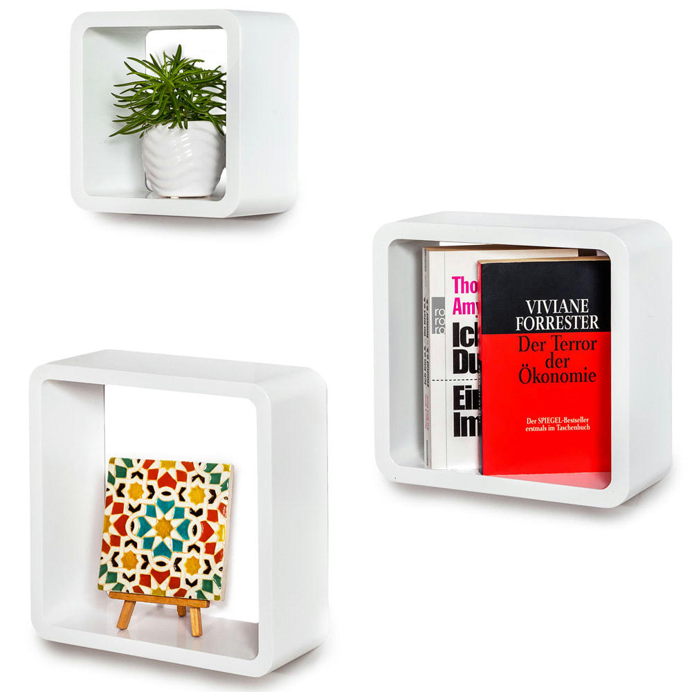 - Lot de 3 étagères murales design Style rétro blanc
