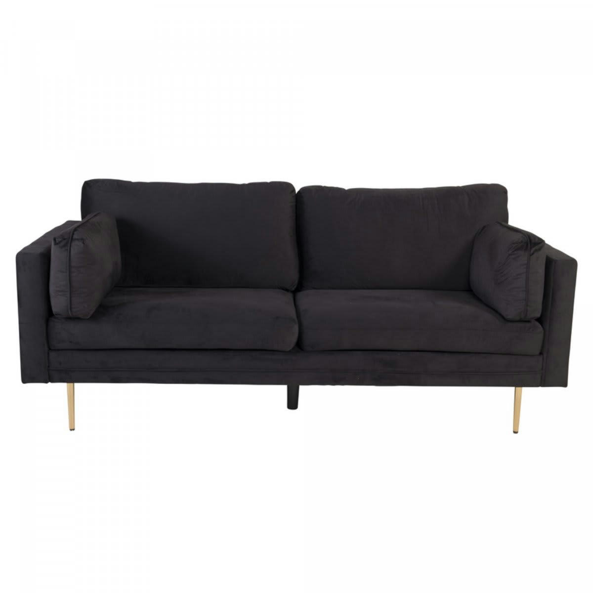 RAFFO - Canapé 3 places en velours et pied en métal noir