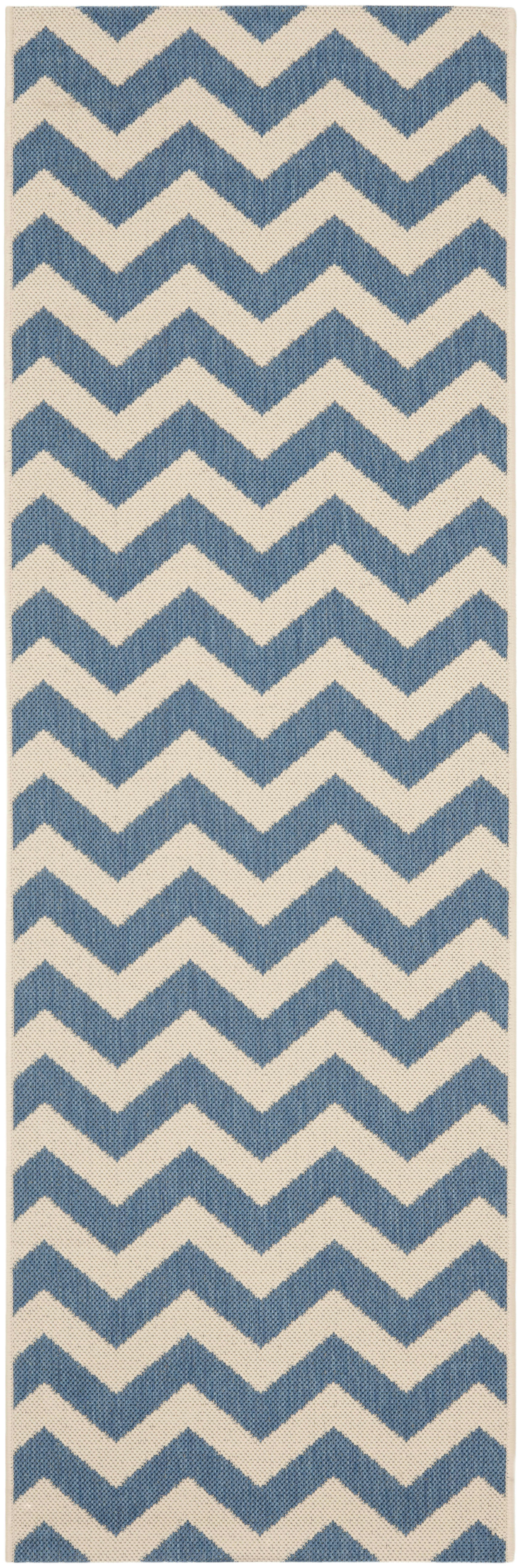 COURTYARD - Tapis interieur & exterieur en bleu & beige, 69 x 244 cm