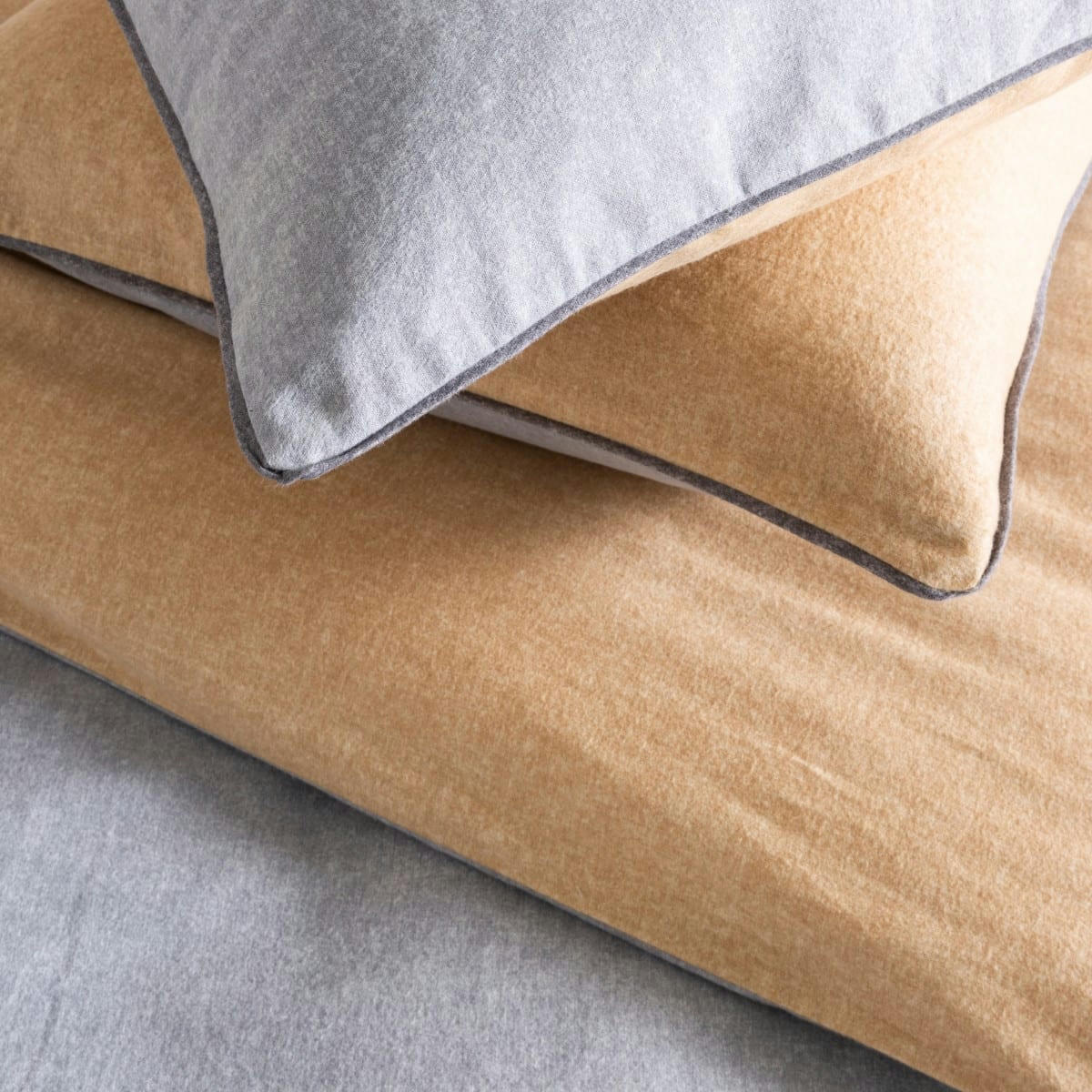 DOUCEUR - Parure de lit 2 personnes en flanelle coton  unie multico 240x220cm