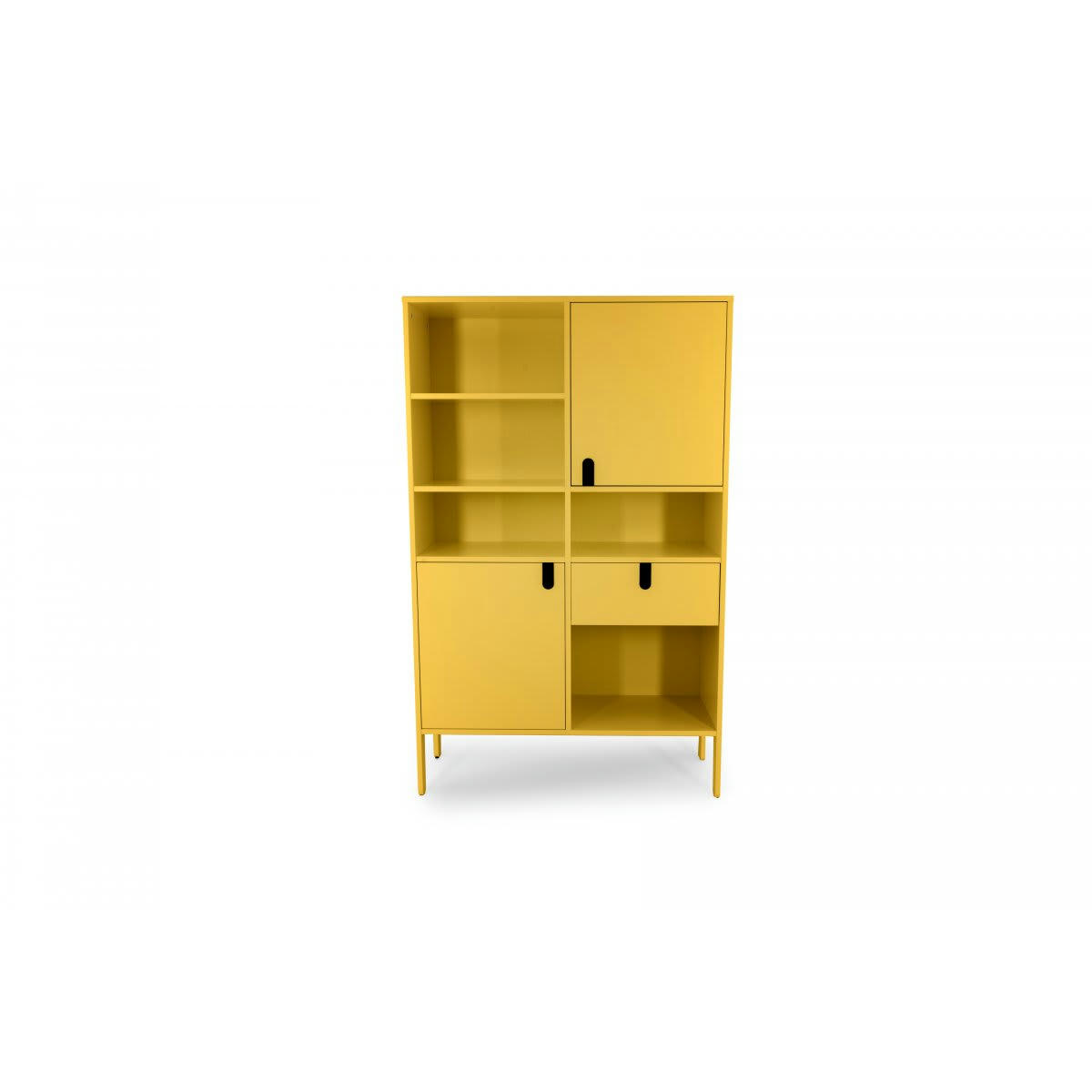 DINA - Grande étagère design nombreux rangements moutarde