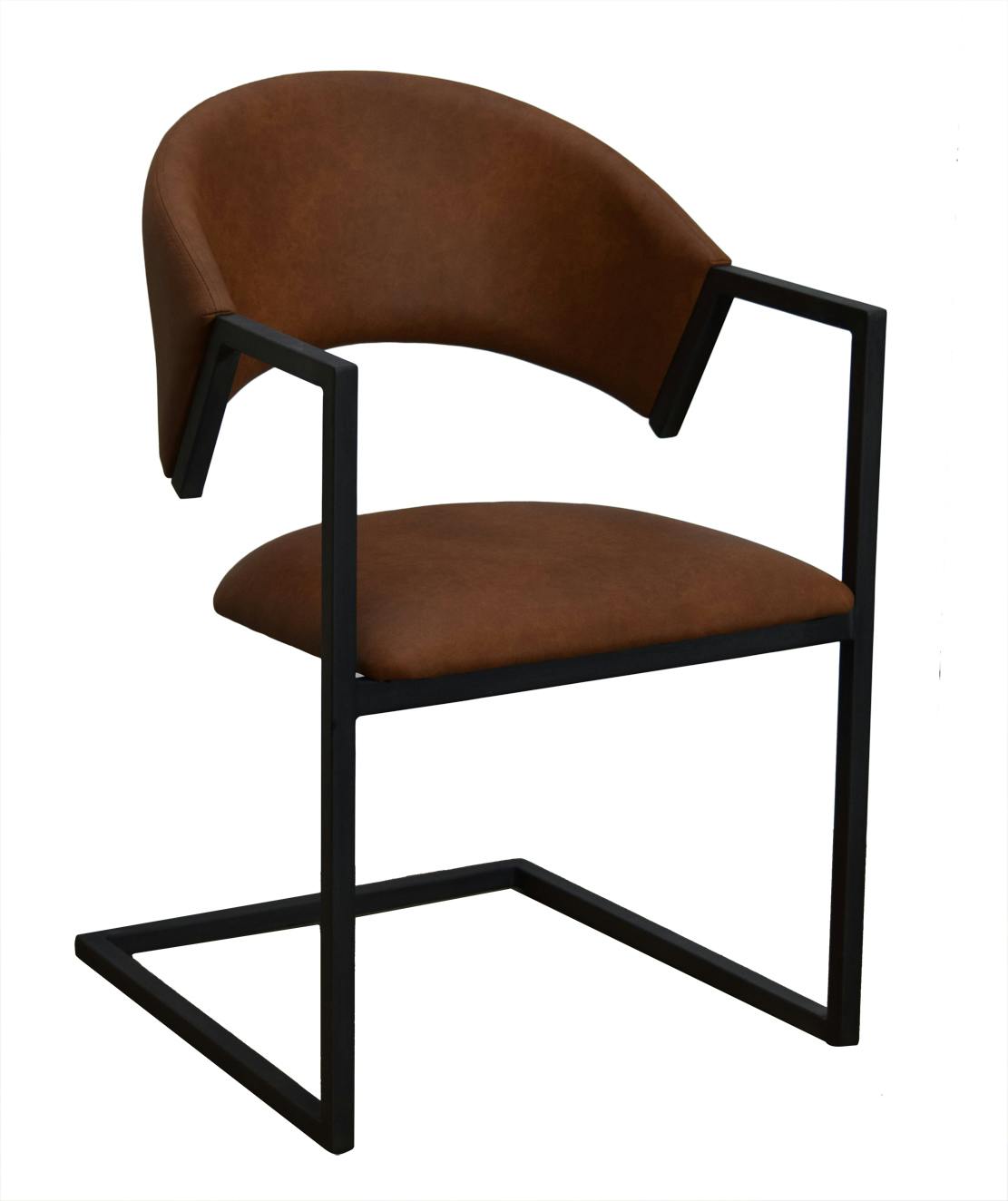 Chaise industrielle confort avec assise en microfibre chocolat