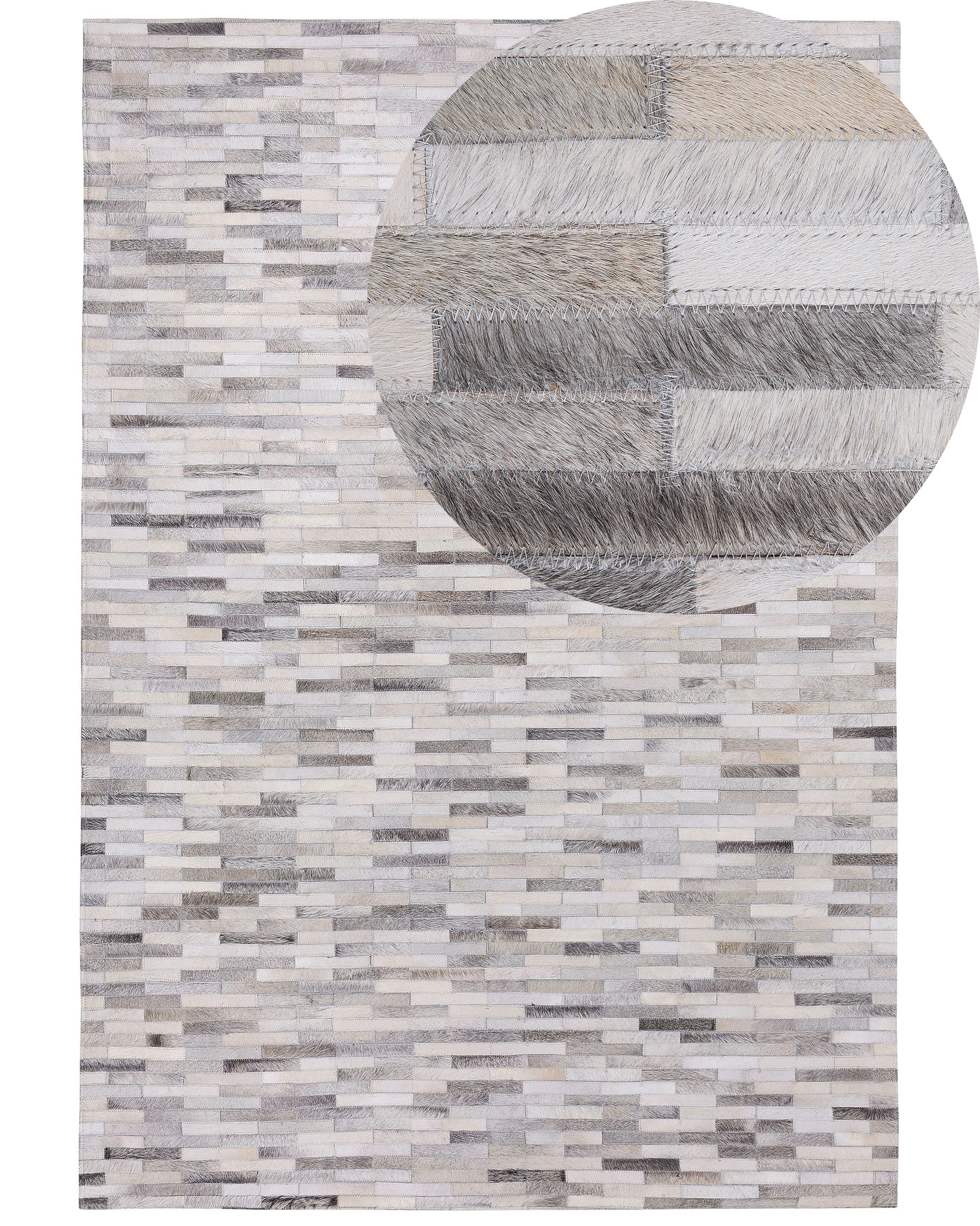 Rug AHILLI Grey 140 x 200 cm Leather