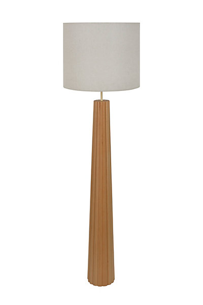 Lampadaire Cesar pied en bois et abat-jour effet lin 15W IP20 H.167 x Ø44 cm Corep