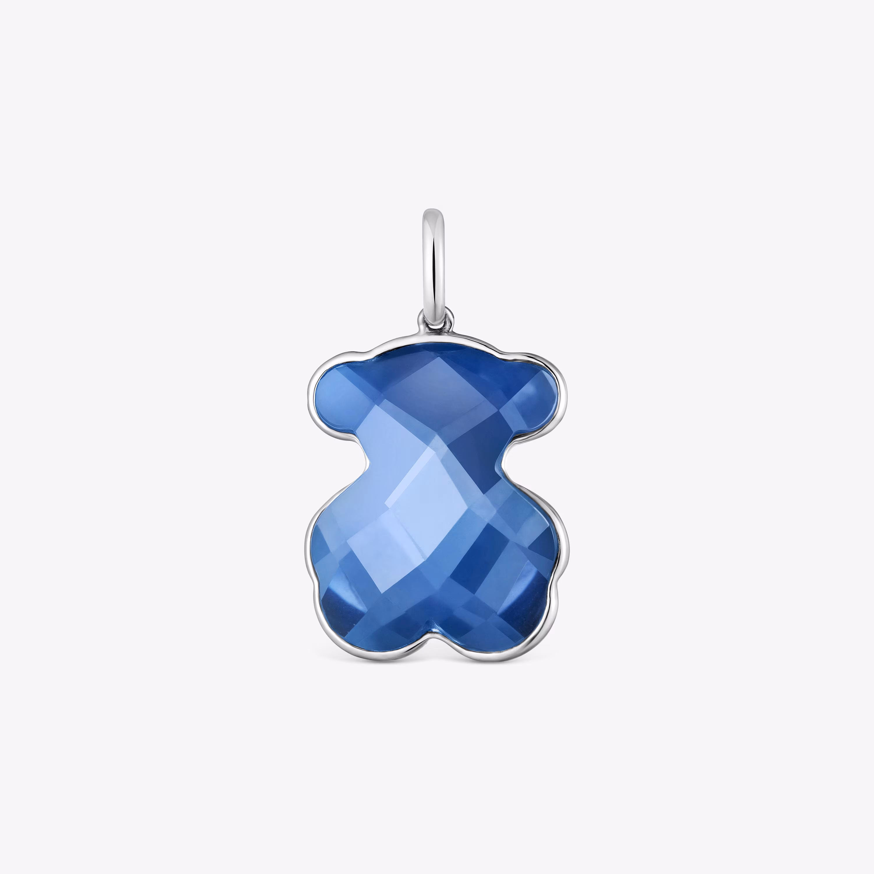 Colgante oso de oro blanco 14 kt y zafiro creado en laboratorio Icon Color LGG