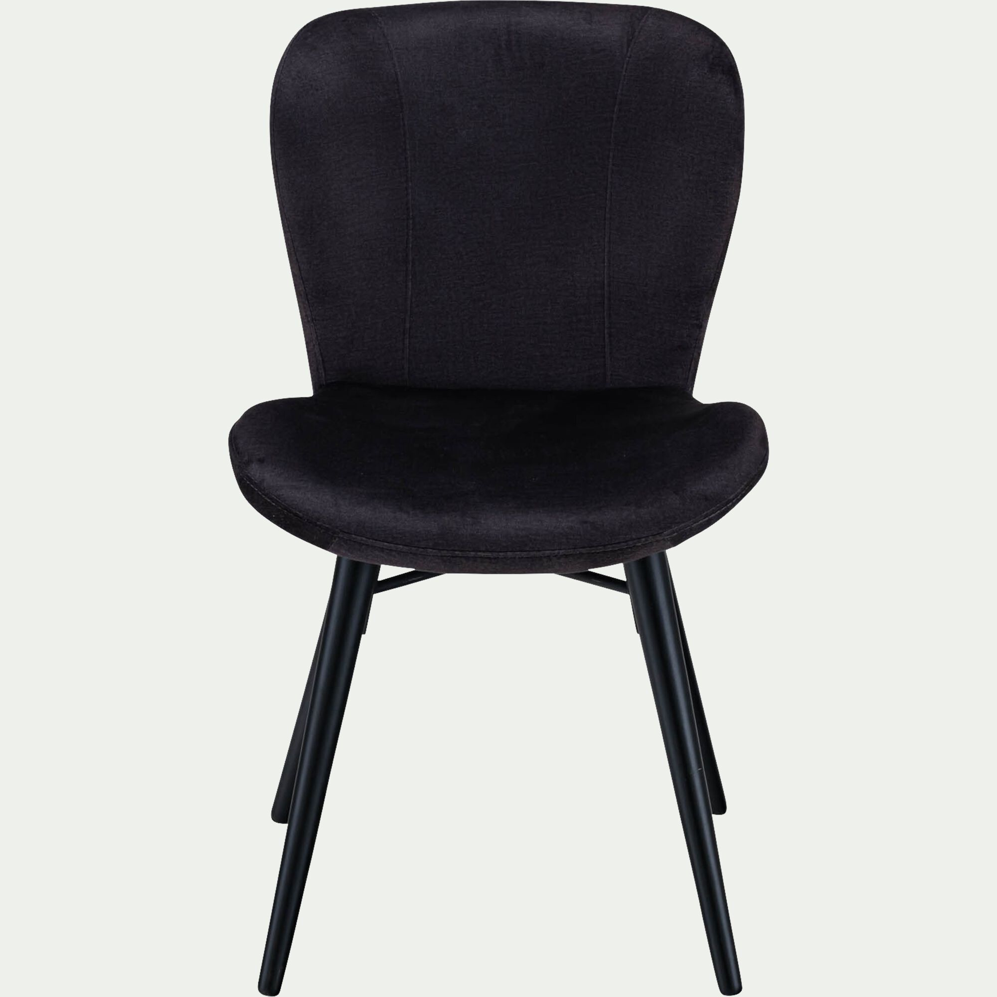 ALIONE - Chaise en tissu effet velours sans accoudoirs - noir